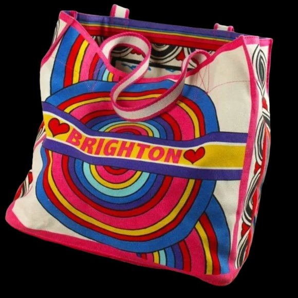 Brighton Handbags - Limited Edition Brighton Love To Be Bold Tom Clancy Rainbow Heart Canvas Tote